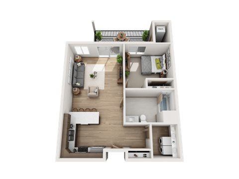 1 Bedroom 1 Bathroom Floor Plan at Lake Ridge, Prior Lake